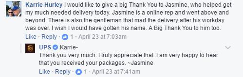 UPS appreciating customer